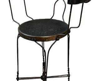 ANTIQUE WROUGHT IRON BARBER SHOP CHAIR