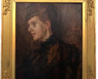 VICTORIAN STYLE ACRYLIC ON BOARD PORTRAIT OF A WOMAN