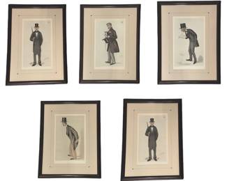 FIVE 1882, 1883 VANITY FAIR "SPY" LITHOGRAPHS