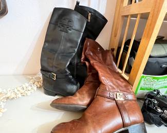 2 nice pairs of Tory Burch boots… One brown, one black; both leather & fantastic!