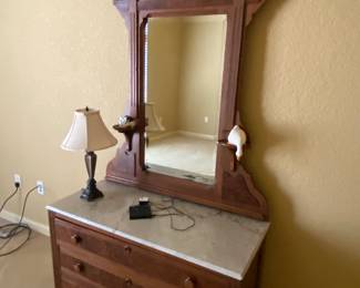 Vintage marble top dresser and mirror - excellent condition 