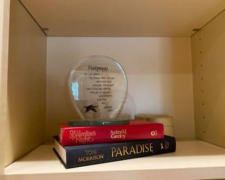 Books & glass “footprints” poem