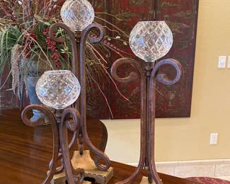 Crystal & metal decor set on Piano