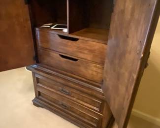 Armoire in master bedroom- open with storage - TV on top