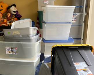 Garage- lots of empty containers in various sizes