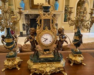 Clock decor with matching candelabras