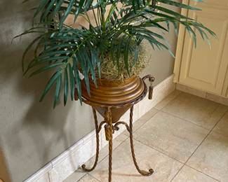 Urn with stand & artificial plant