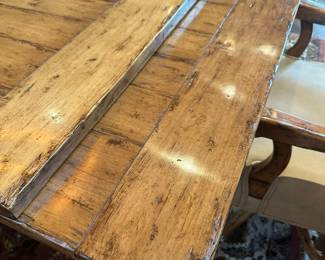 FREMARC DESIGNS Dining Room Table with High Back Chairs and Recessed Hidden Leaves