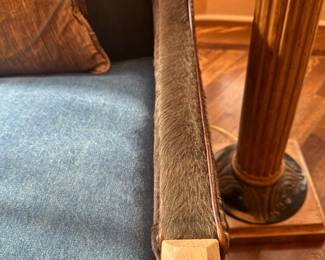 WESLEY HALL Armchair with Cowhide Accents