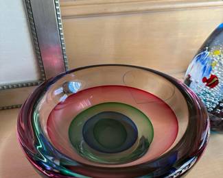 MURANO Signed SIGNORETTO and OTELLO Sommerso Glass Art Bowl