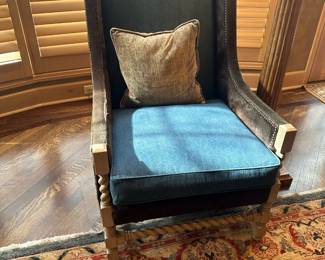 WESLEY HALL Armchair with Cowhide Accents