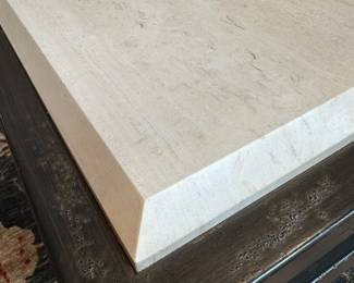 KREISS Furniture Iron Coffee Table with Custom Travertine Top