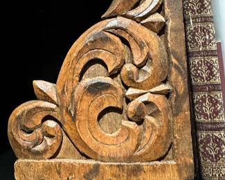 Architectural Salvage Wood Carved Book Ends