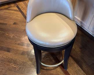 KRAVET FURNITURE Camel Leather and Maple Wood  Studded Yogi Counter Stool