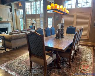 FREMARC DESIGNS Dining Room Table with High Back Chairs and Recessed Hidden Leaves