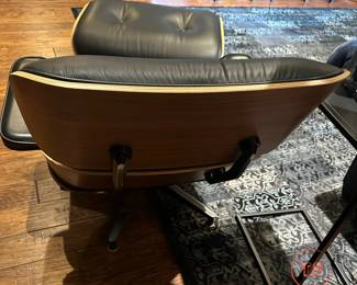 EAMES for HERMAN MILLER Lounge Chair and Ottoman with White Oak and Black Leather