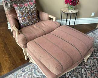 French Provincial Style Armchair with Ottoman