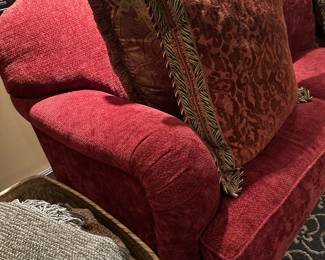 Custom Upholstered Sofa with Round Ottoman