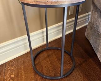 Quin Wood-Top with Metal Cage Accent Table