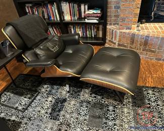 EAMES for HERMAN MILLER Lounge Chair and Ottoman with White Oak and Black Leather