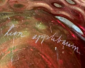 LEON APPLEBAUM Textured Hand-Blown Art Glass Bowl