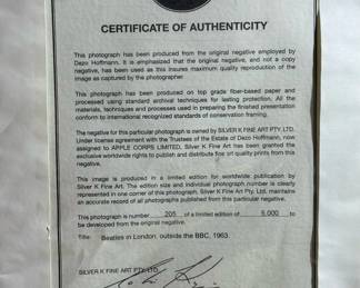 DEZO HOFFMAN Photo "Beatles in London, Outside the BBC" (1963) Limited Edition from ORIGINAL Negative (205/5000) - 24" x 28"