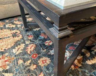 KREISS Furniture Iron Coffee Table with Custom Travertine Top
