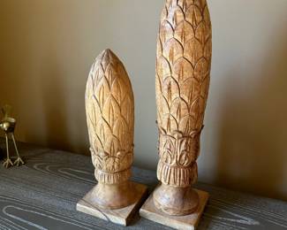 Carved Wood Artichoke Finials