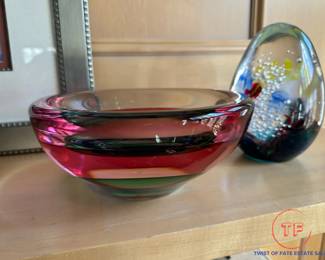 MURANO Signed SIGNORETTO and OTELLO Sommerso Glass Art Bowl