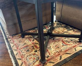 KREISS Furniture Iron Side Table with Custom Glass Top