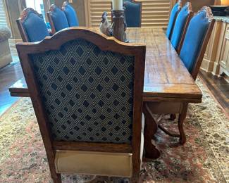 FREMARC DESIGNS Dining Room Table with High Back Chairs and Recessed Hidden Leaves