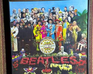 The BEATLES "St Peppers Lonely Hearts Club Band" Framed Record with Dust Cover 