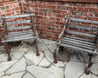 Dog and Serpent Cast Iron Teak Bench(es)