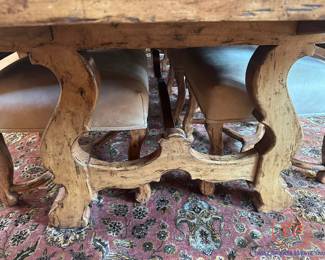 FREMARC DESIGNS Dining Room Table with High Back Chairs and Recessed Hidden Leaves