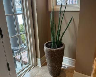 Decorative Concrete Planter with Faux Plant