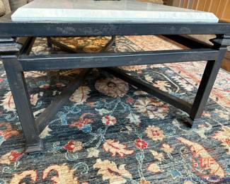 KREISS Furniture Iron Coffee Table with Custom Travertine Top