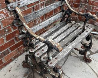 Dog and Serpent Cast Iron Teak Bench(es)