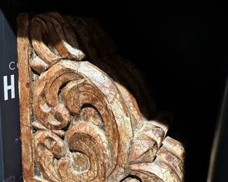 Architectural Salvage Wood Carved Book Ends