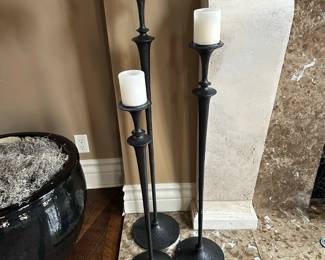 Alberto Giacometti Style Hand Hammered Candle Sticks