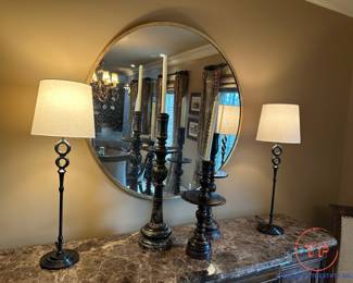 Bristol Table Lamp(s) in Aged Iron with Linen Shade