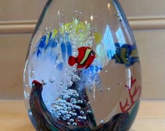 Signed MURANO Italy 10" Art Glass Aquarium by ELIO RAFFAELI