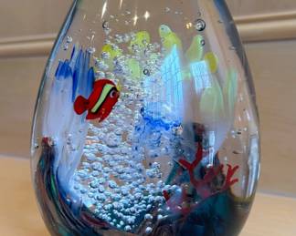 Signed MURANO Italy 10" Art Glass Aquarium by ELIO RAFFAELI