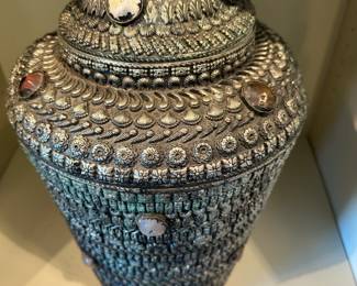 Buddhist Gulpa Tank Jar with Embedded Stone Crystals 