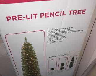Ashland Christmas 7 Foot Tall Pre-Lit Pencil Christmas Tree