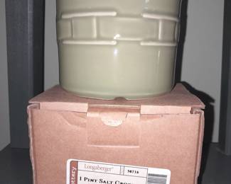 Longaberger Pottery 1 Pint Salt Crock W/ Box