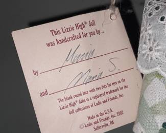 Longaberger Lizzie High Wooden Doll W/ Signed Tag