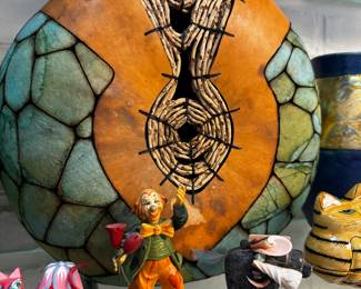 Kathy Doolittle Original Gourd Brown Turquoise Art, $100