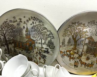 Metal Dishes Depicting Early America 
