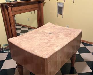 Huge butcher block.  The cat is on the move 