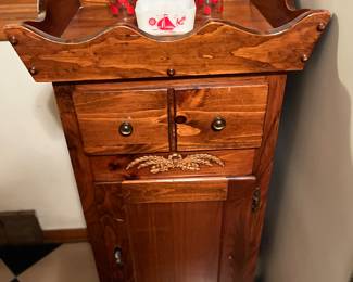 Canning cupboard w/mid century glasses 